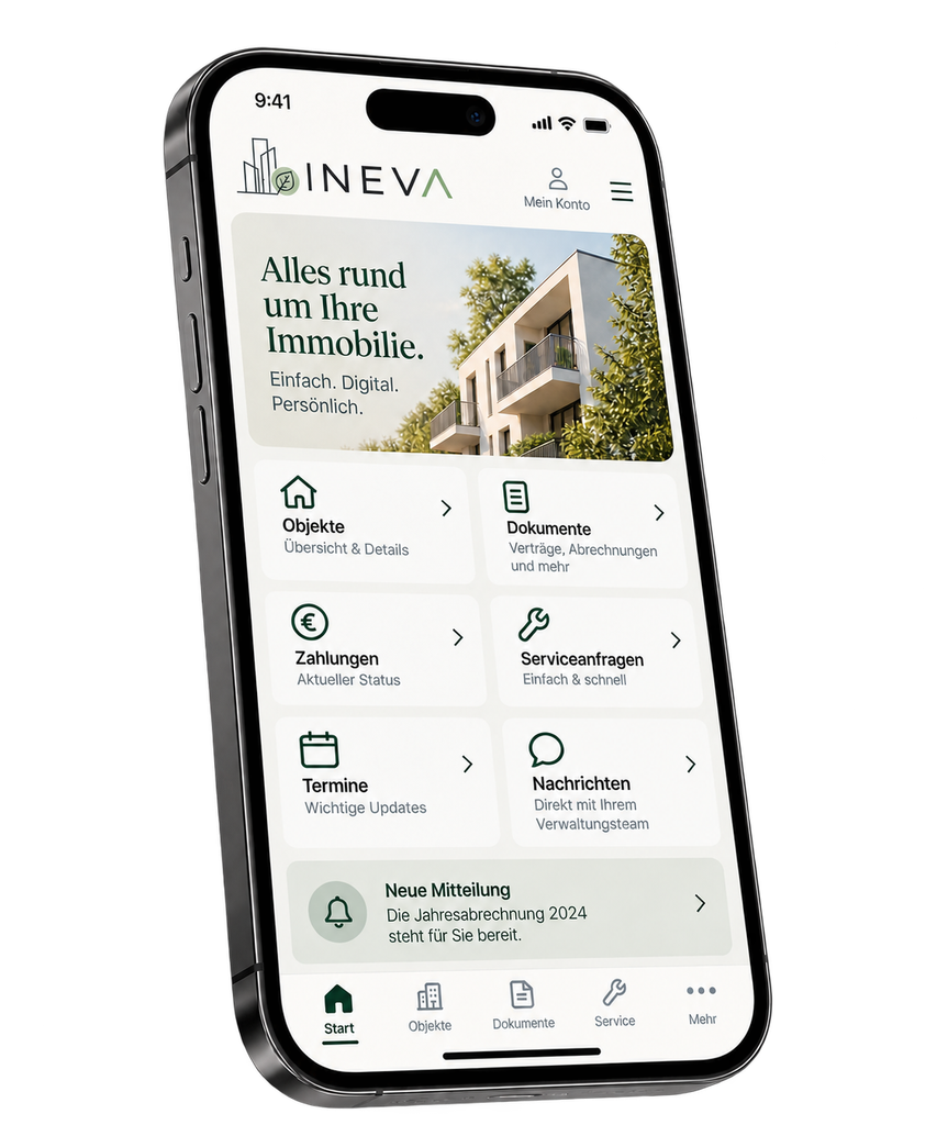 INEVA Kunden-App für die digitale Immobilienverwaltung